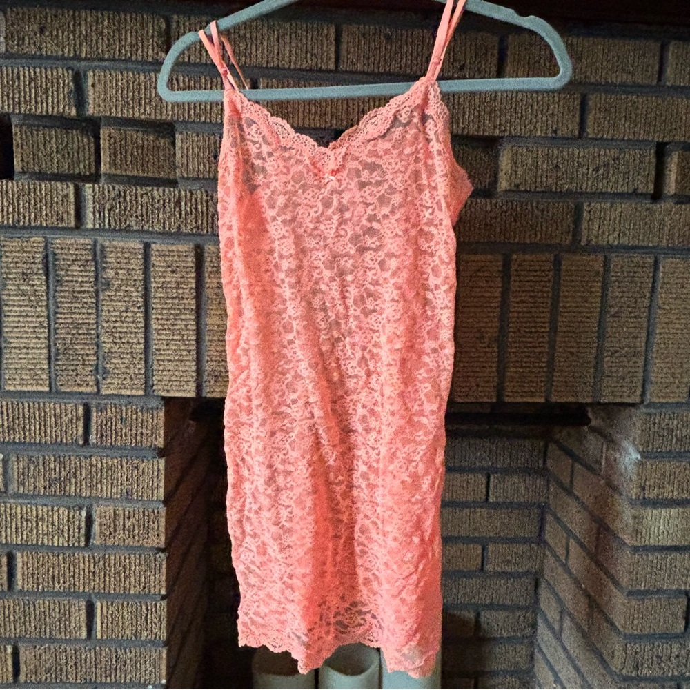 Victorias Secret Coral Lace Slip Dress Size Medium